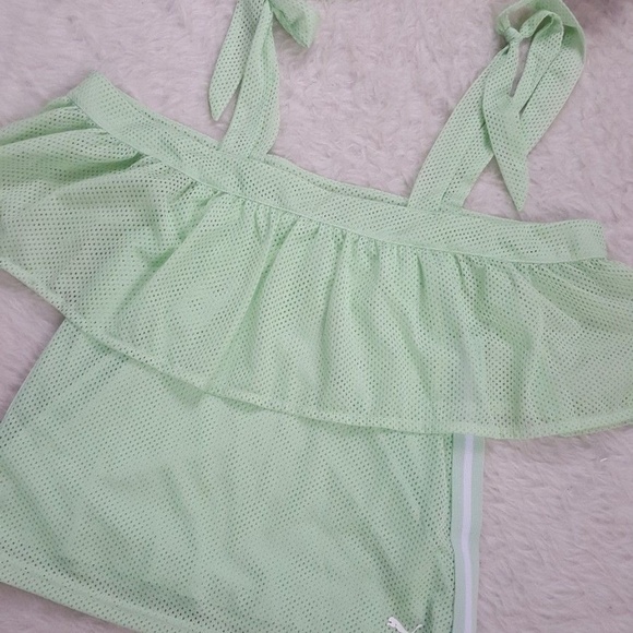 Puma l Spray Green Xtreme Off Shoulder Mesh Tee - Picture 3 of 7